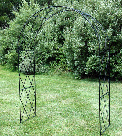 Lattice Garden Arch – 7' Solid Steel Rose Arch with Welded Lattice Panels