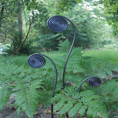 Giant Steel Fiddlehead Fern Garden Stakes – Set of 3 (32", 40", 48") – photo 2