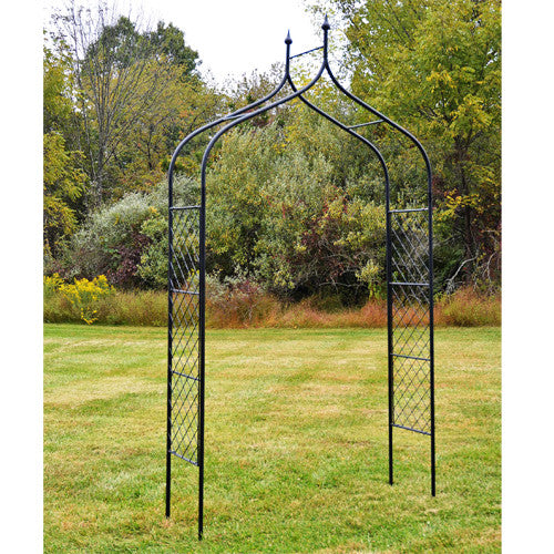 Ogee Garden Arch – 10' Steel Arch with Lattice Sides & Finials