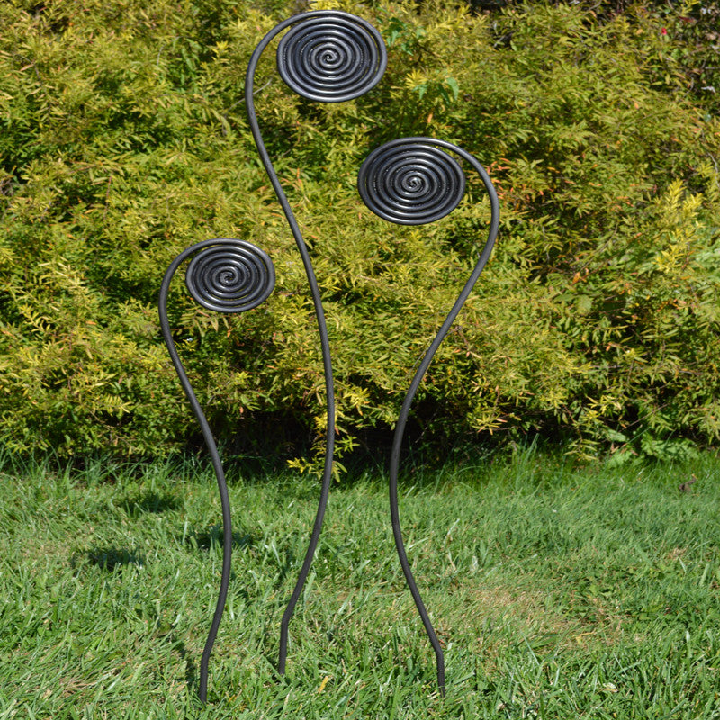 Giant Steel Fiddlehead Fern Garden Stakes – Set of 3 (32", 40", 48") – photo 3