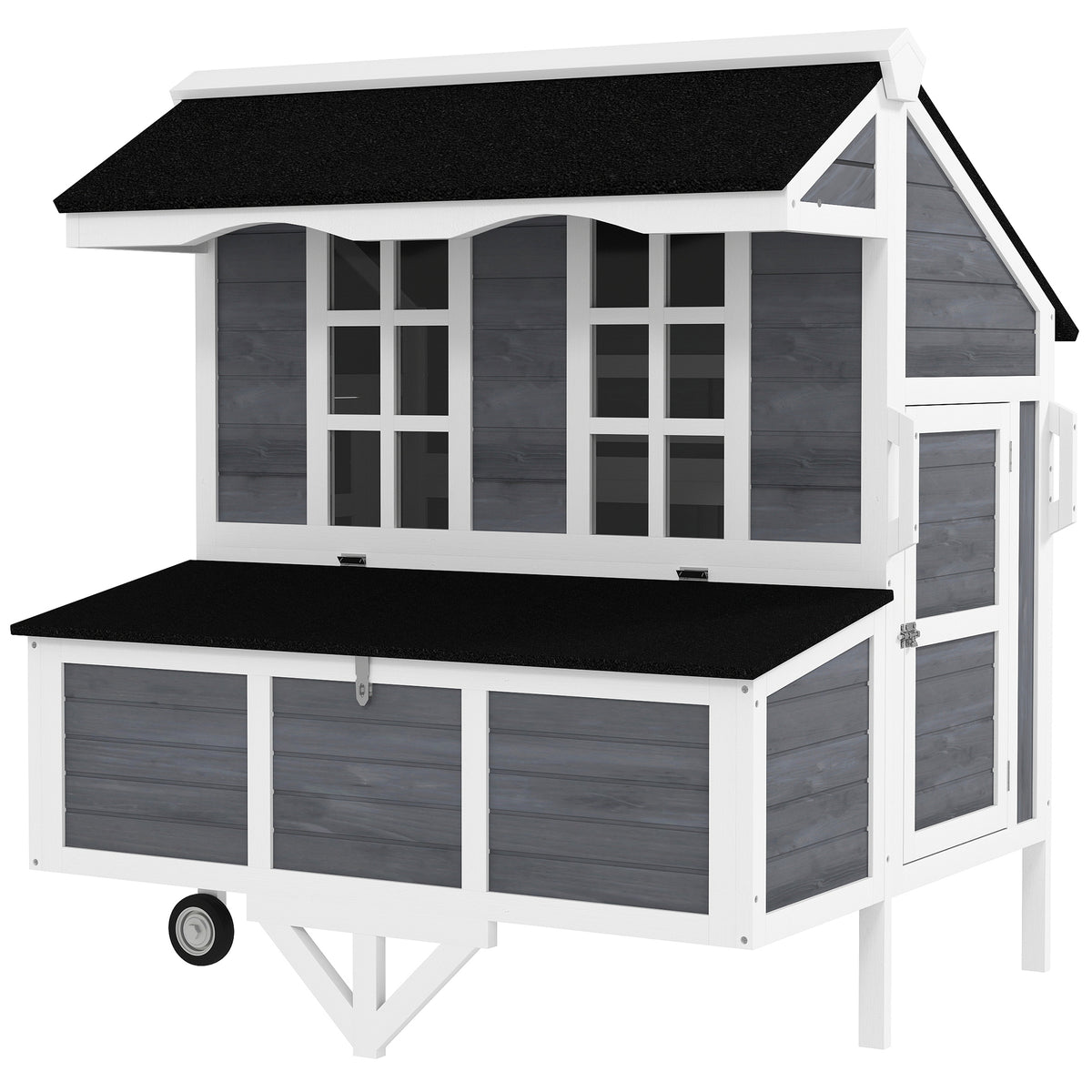 43" Chicken Tractor Coop on Wheels – Movable Hen House with Nesting Box for 2–4 Hens, Gray