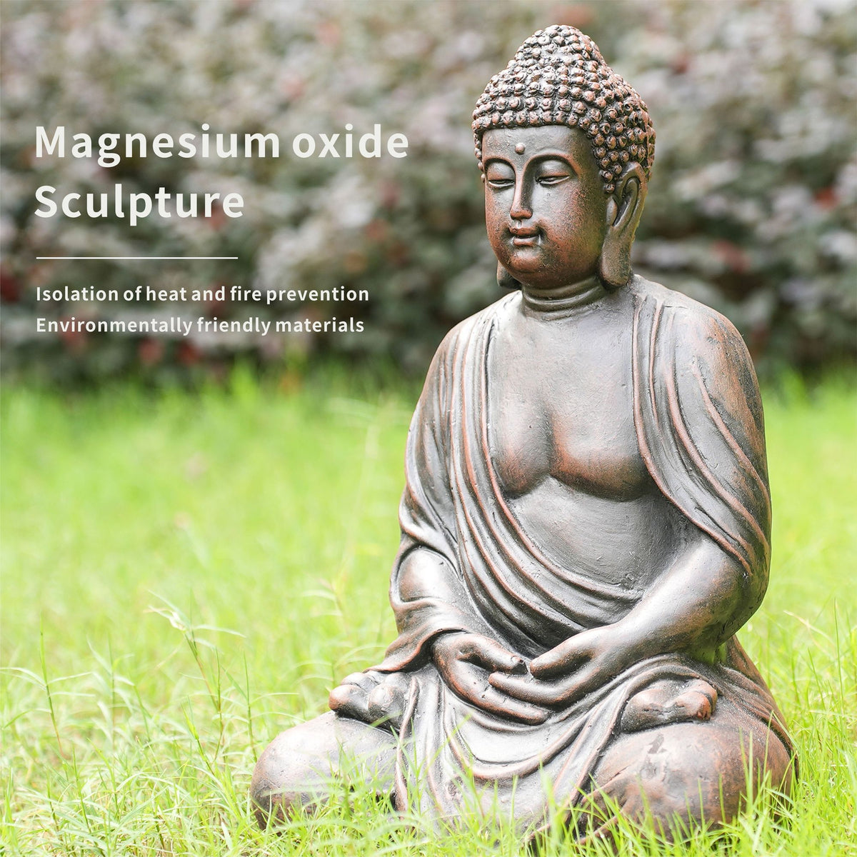 Meditating Buddha Garden Statue, 15" – view 2