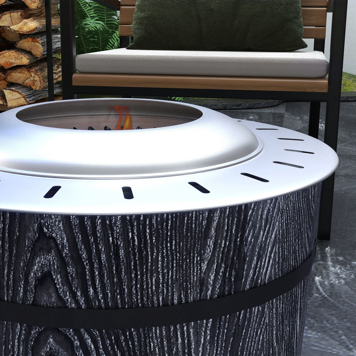 Smokeless Portable Fire Pit with Mat – Black – view 9