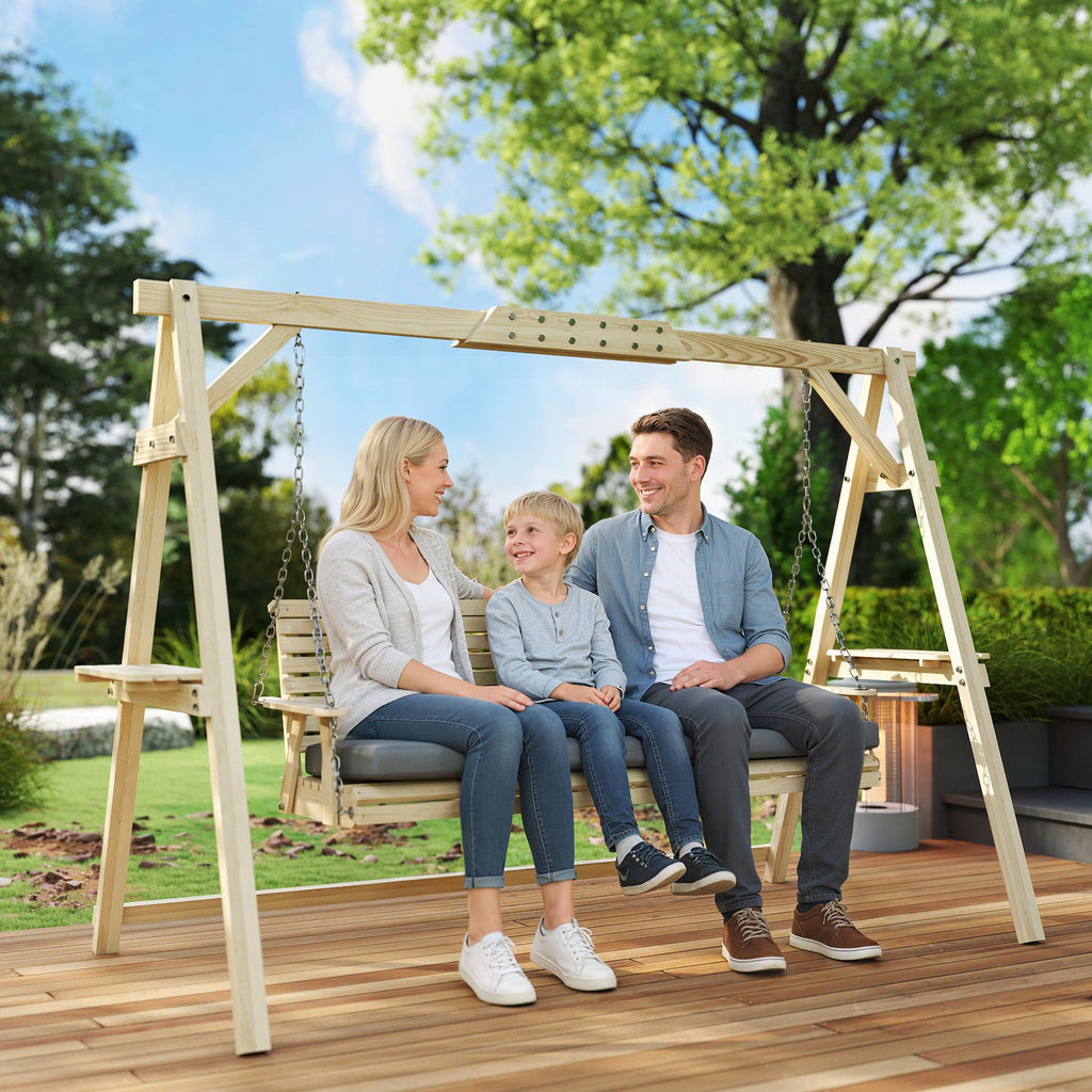 3-Seat Wooden Porch Swing with Stand – view 8