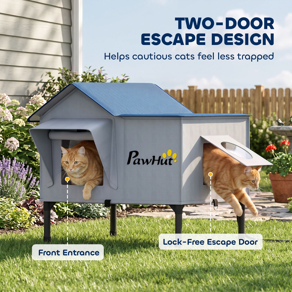 Heated Outdoor Cat House with Elevated Base – view 7