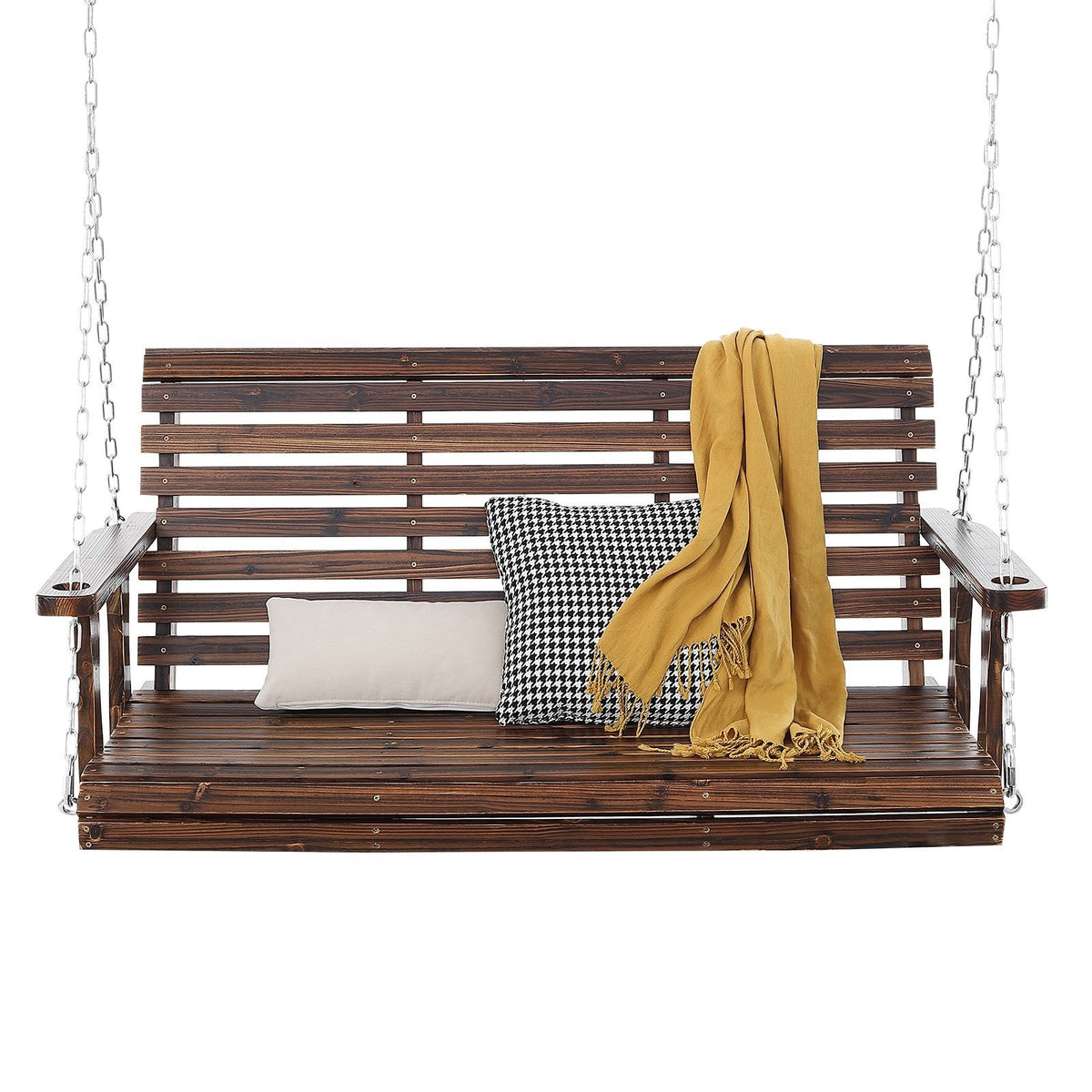 4.5 ft Wooden Porch Swing for Patio & Garden – view 9