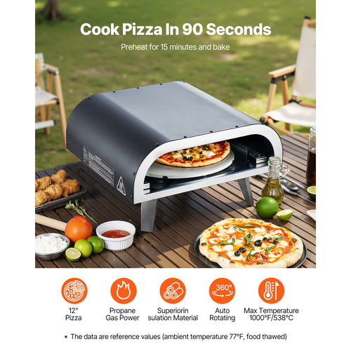 12" Outdoor Propane Pizza Oven – Rotating Stone Portable Pizza Maker – photo 2
