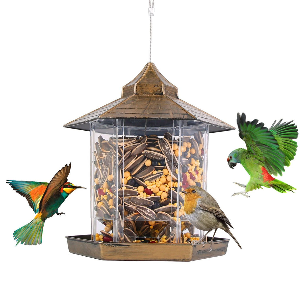 Hanging Gazebo Bird Feeder – 6 Feeding Ports, Large Seed Capacity, Weatherproof – photo 16