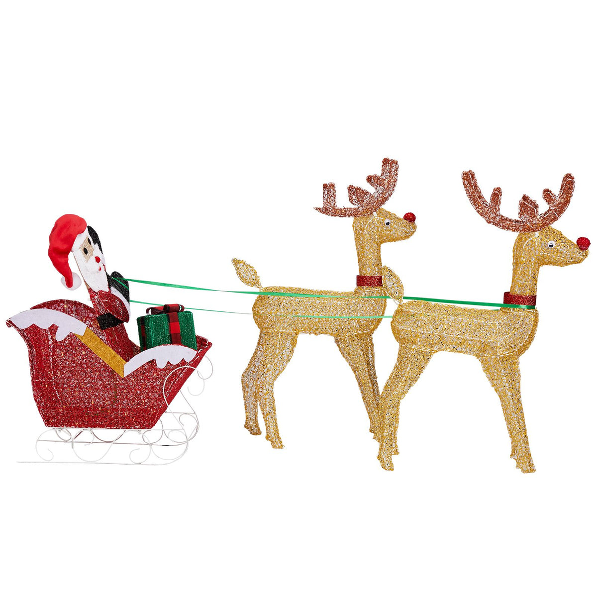 Lighted Reindeer Pulling Sleigh Christmas Yard Decoration – view 14