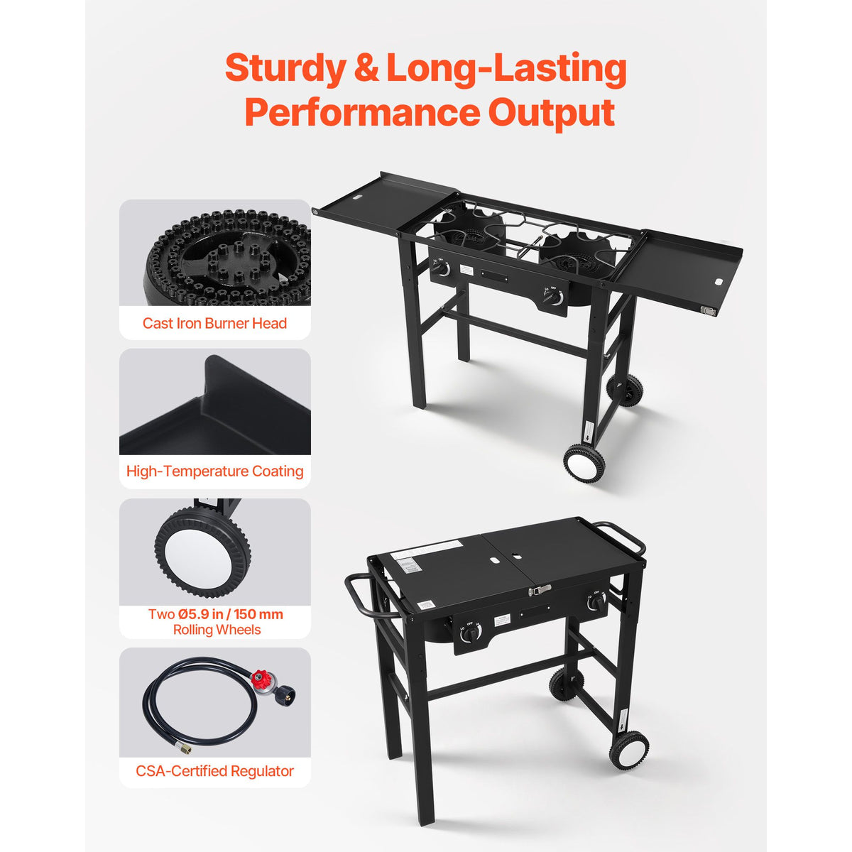 2-Burner Outdoor Propane Gas Stove – 150,000 BTU – view 5