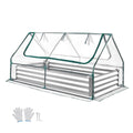 6' x 3' x 1' Galvanized Raised Garden Bed with Greenhouse Cover – Roll-Up Window, Silver