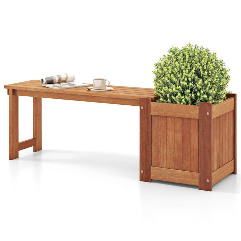 Teak Outdoor Bench with Planter Box – view 2