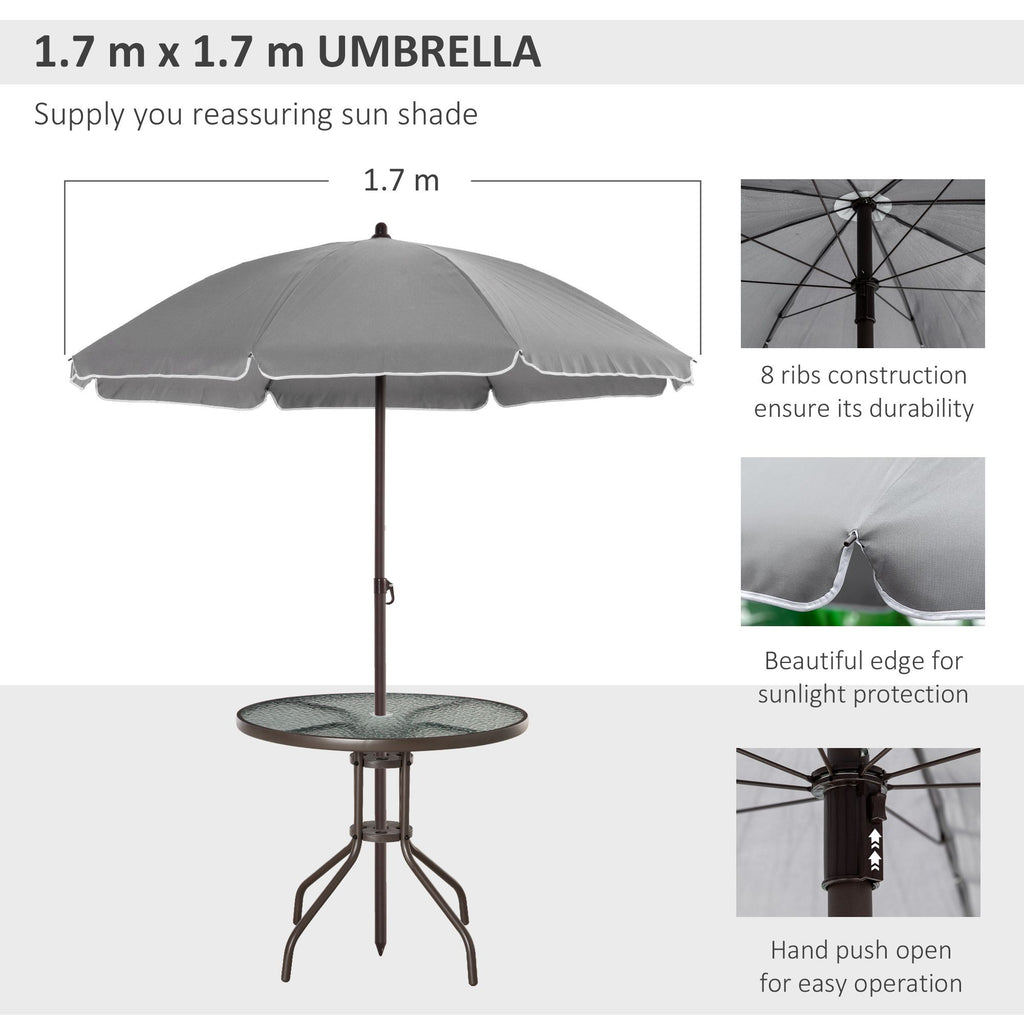 6-Piece Patio Dining Set with Umbrella – Gray – view 6