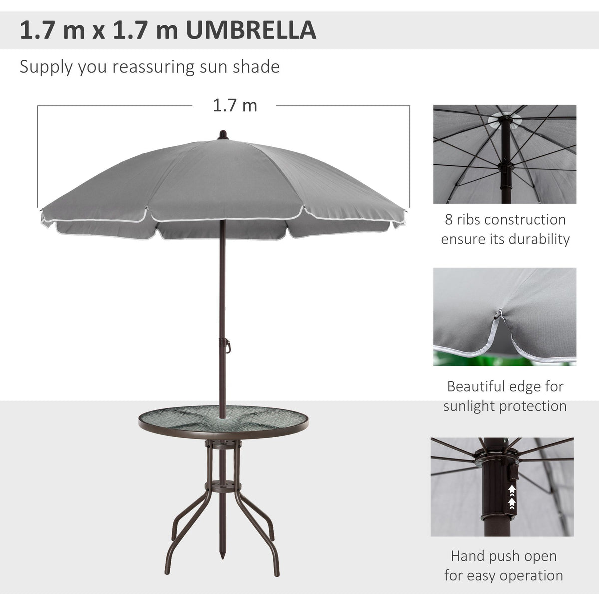 6-Piece Patio Dining Set with Umbrella – Gray – view 6