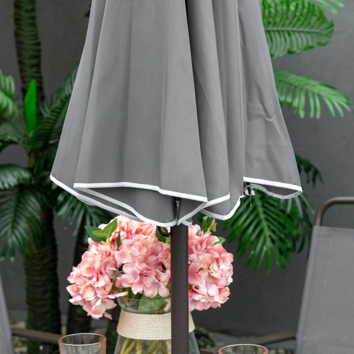 6-Piece Patio Dining Set with Umbrella – Gray – view 9