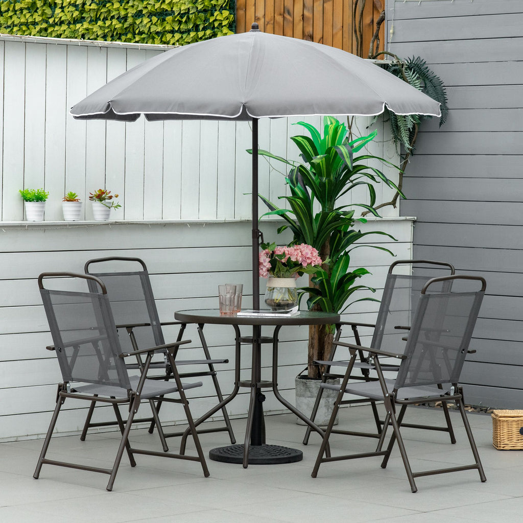 6-Piece Patio Dining Set with Umbrella – Gray – view 10