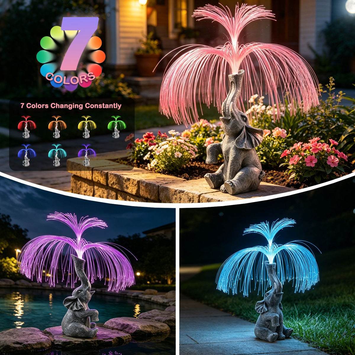 Solar Elephant Statue Light – view 3