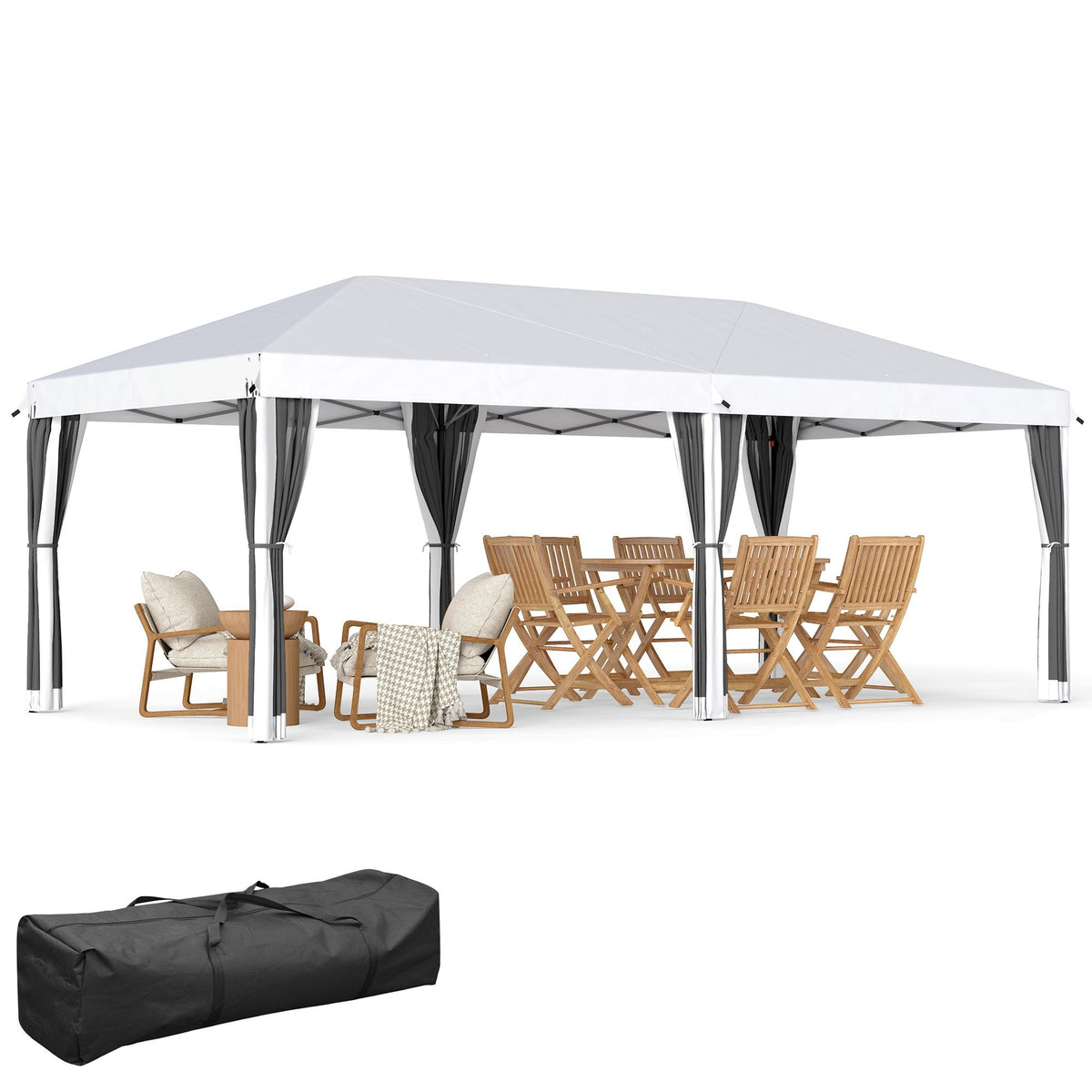 10 x 20 ft Pop-Up Canopy Event Tent with Sidewalls