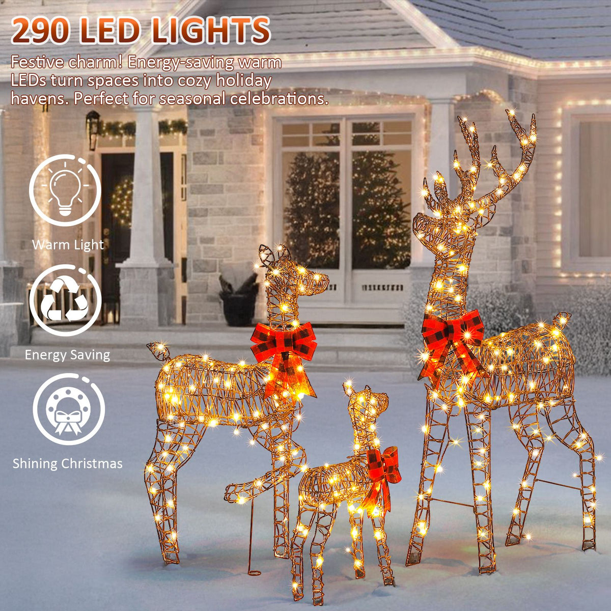 3-Piece Lighted Christmas Reindeer Family Set – view 2
