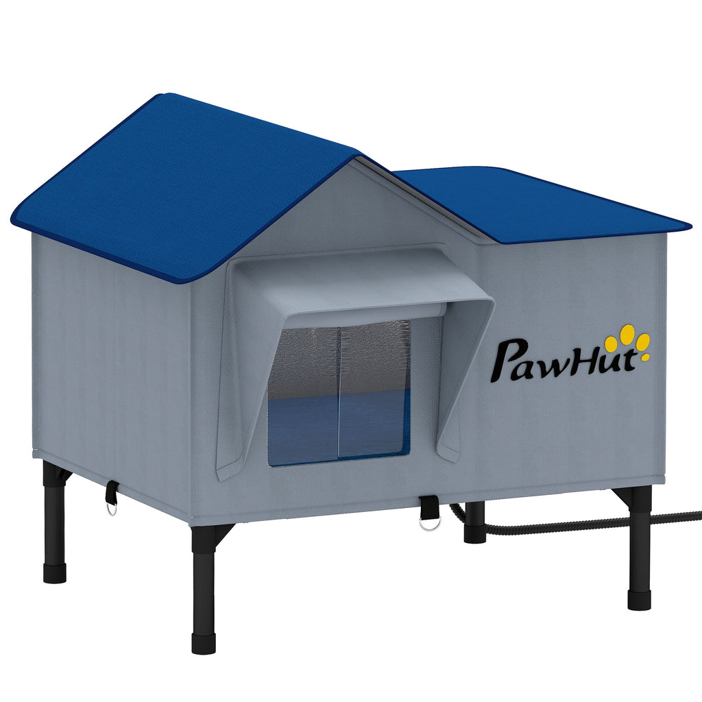 Heated Outdoor Cat House with Elevated Base