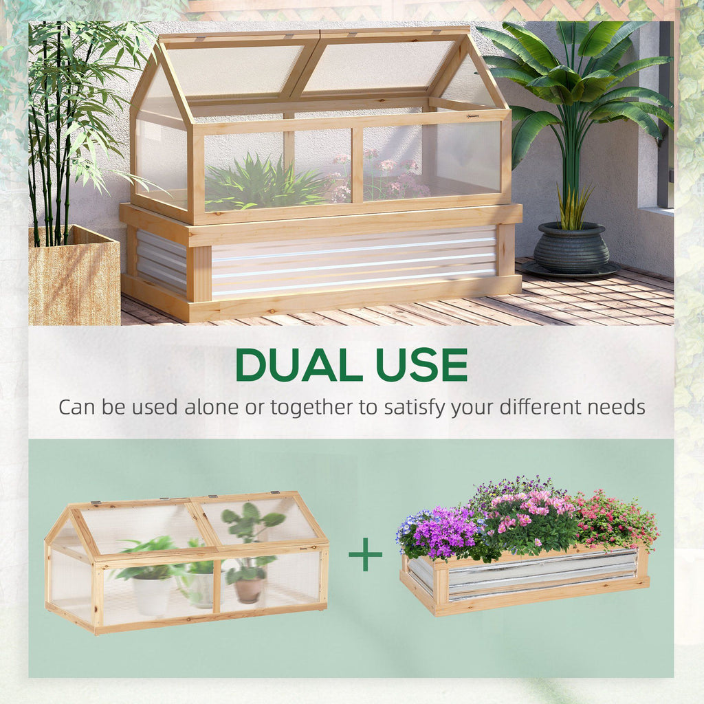 Wooden Cold Frame Raised Garden Bed with Greenhouse Top – 48" x 24" x 32" – photo 4