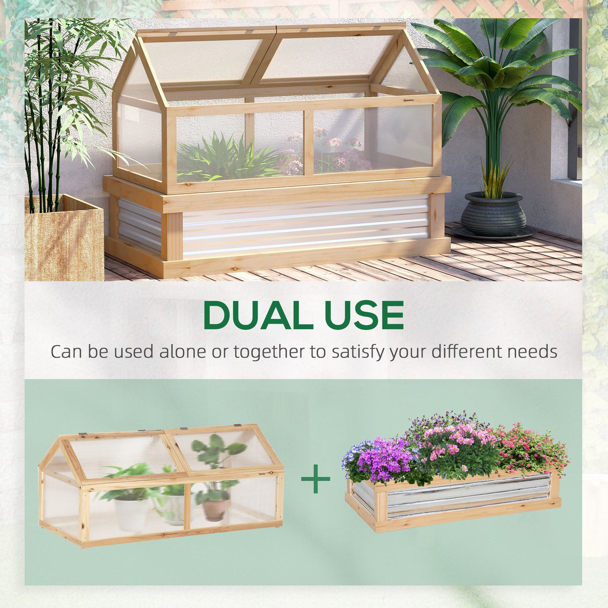 Wooden Cold Frame Raised Garden Bed with Greenhouse Top – 48" x 24" x 32" – photo 4