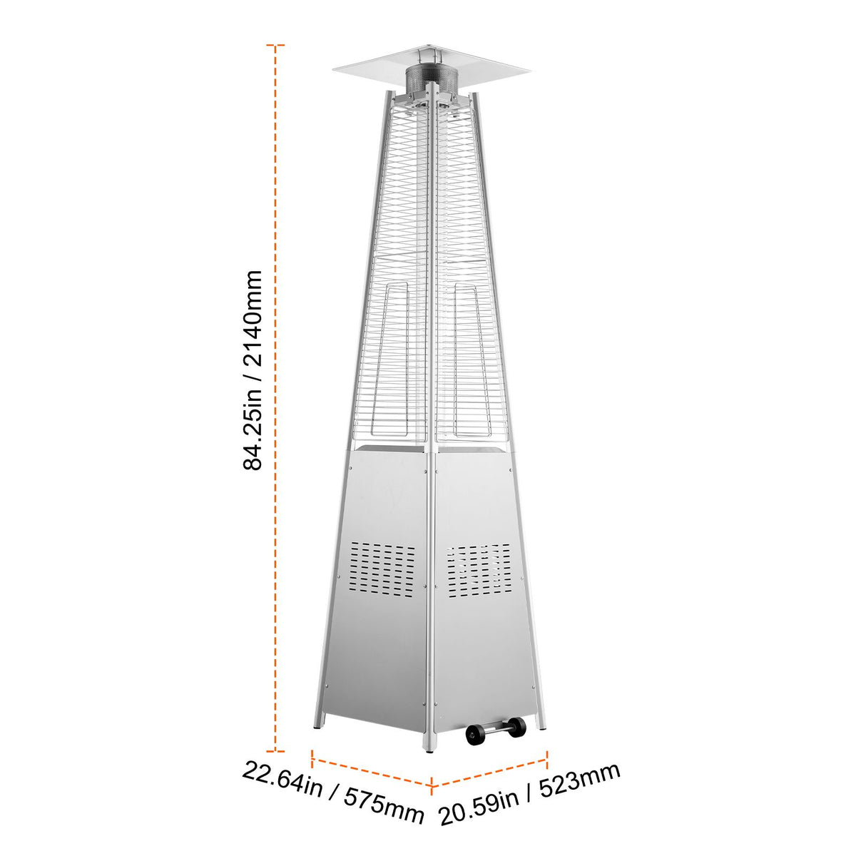 48,000 BTU Pyramid Propane Patio Heater with Wheels – Glass Tube Flame – photo 8