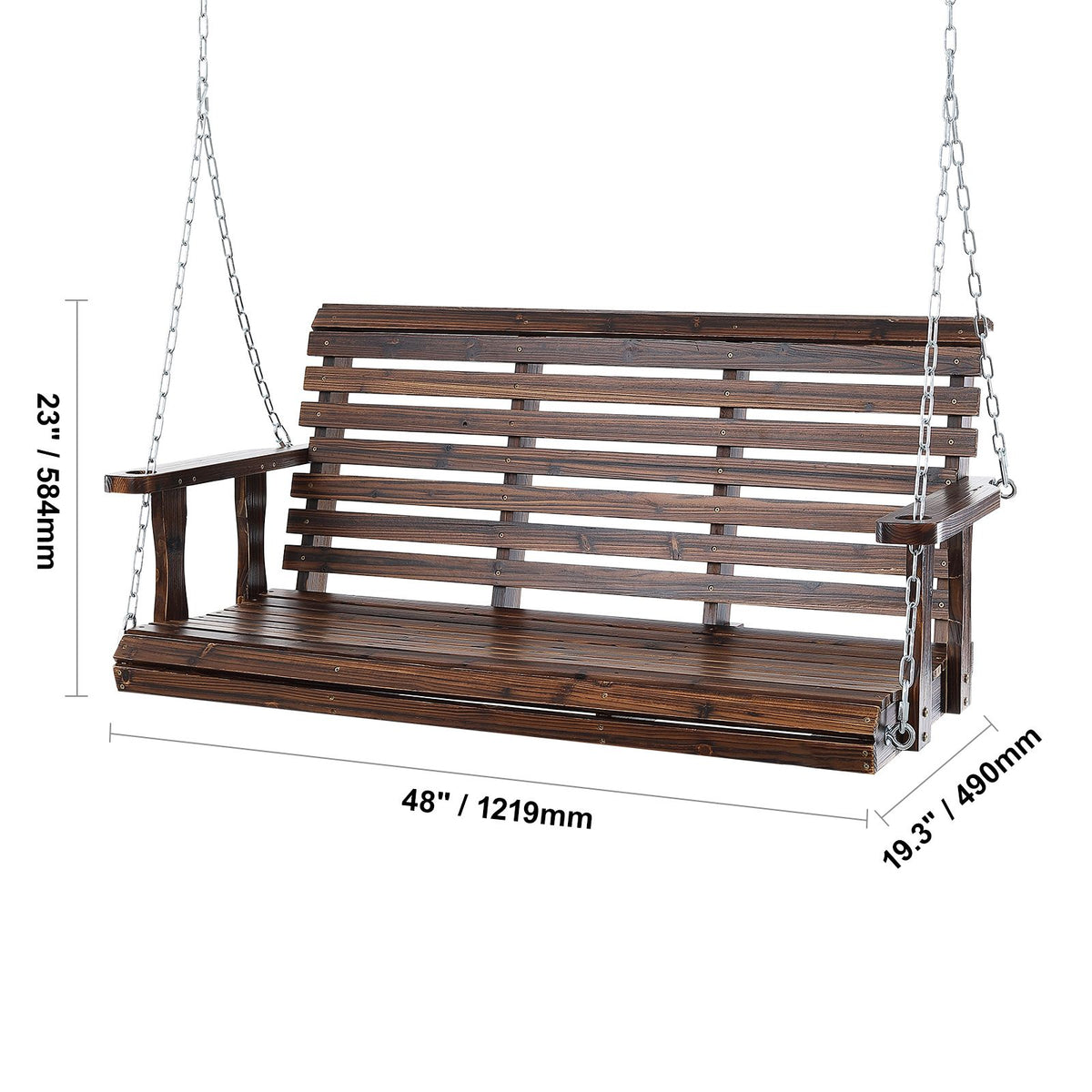 4.5 ft Wooden Porch Swing for Patio & Garden – view 6