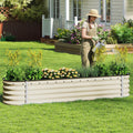 Tall Modular Metal Raised Garden Bed – 8 x 2 ft, 17" High, White