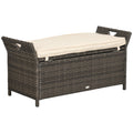 Cream Wicker Patio Storage Bench – 29 Gallon