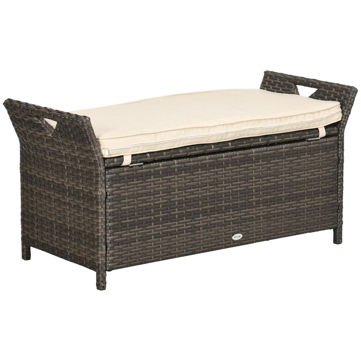 Cream Wicker Patio Storage Bench – 29 Gallon