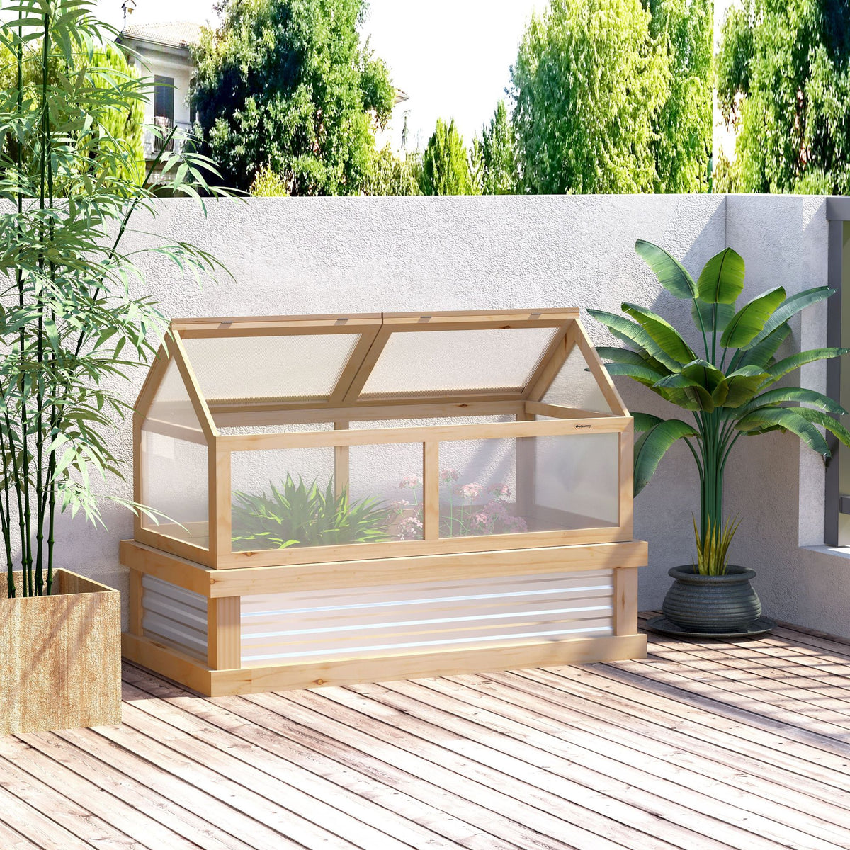 Wooden Cold Frame Raised Garden Bed with Greenhouse Top – 48" x 24" x 32" – photo 2