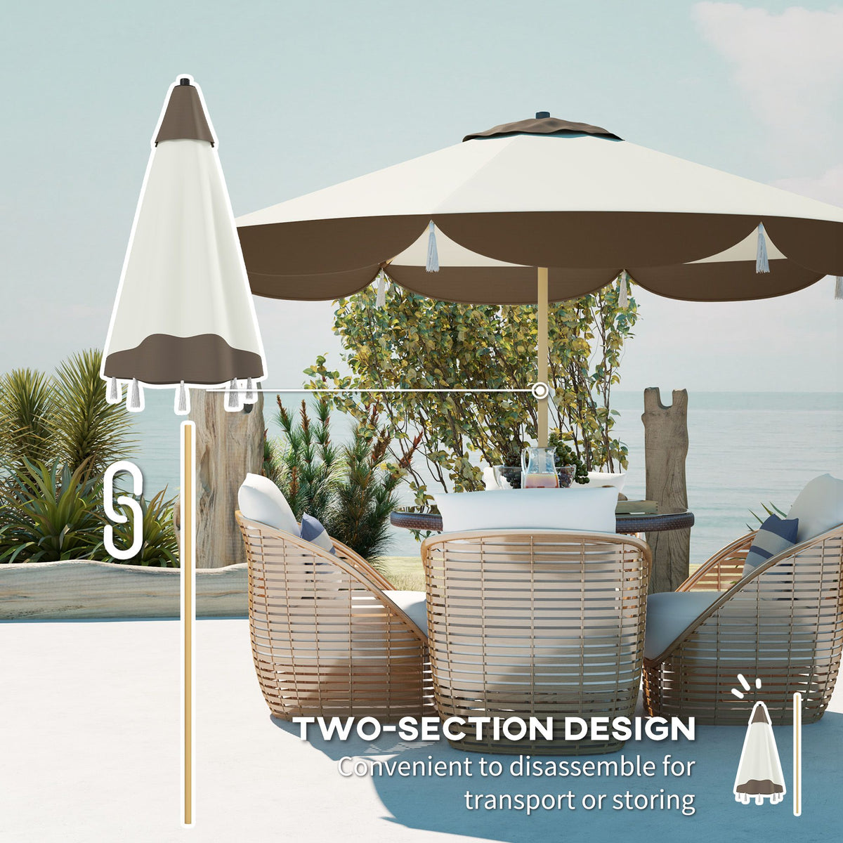 9 ft Patio Market Umbrella – UPF 50+, 8 Ribs – view 8