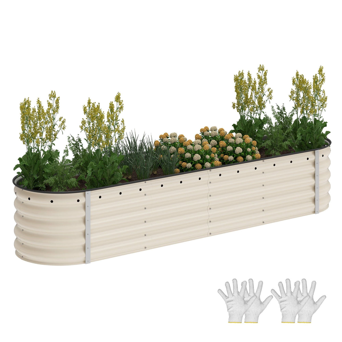 Tall Modular Metal Raised Garden Bed – 8 x 2 ft, 17" High, White – photo 5