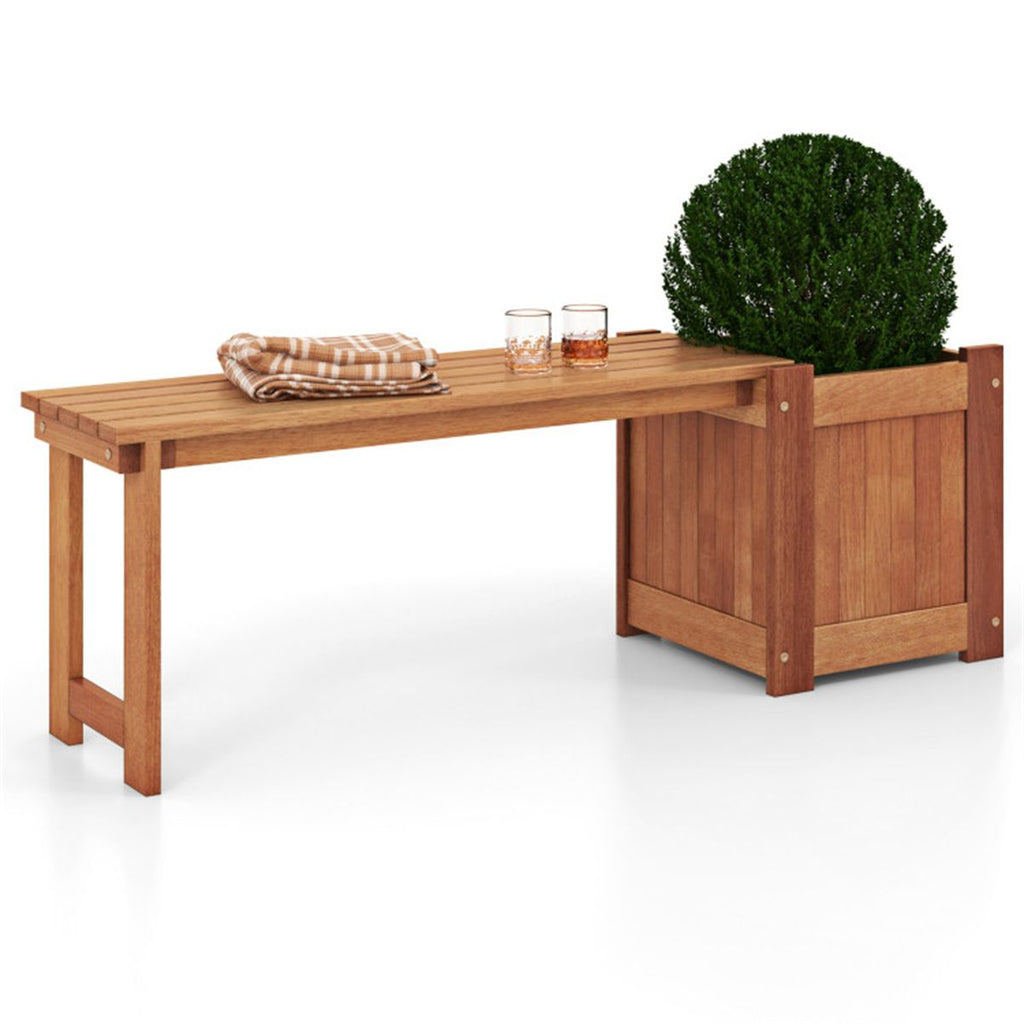 Teak Outdoor Bench with Planter Box – view 3
