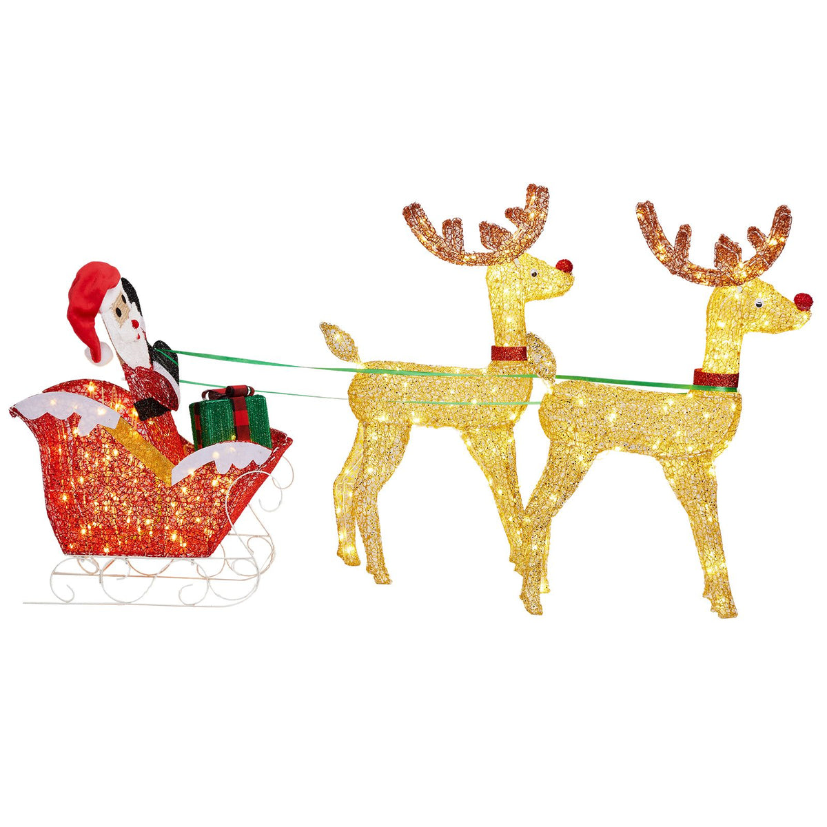 Lighted Reindeer Pulling Sleigh Christmas Yard Decoration – view 13