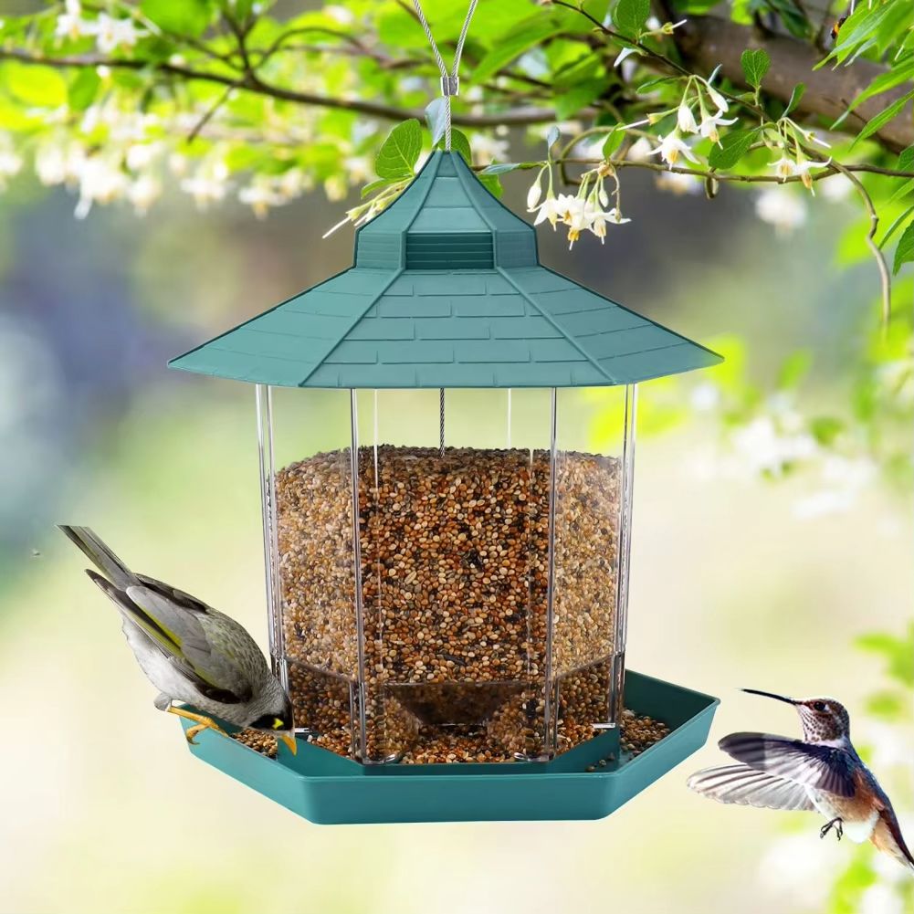 Hanging Gazebo Bird Feeder – 6 Feeding Ports, Large Seed Capacity, Weatherproof