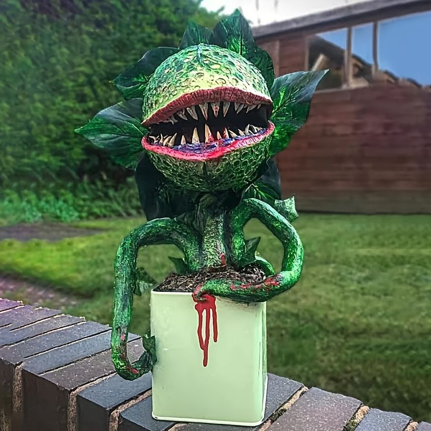 Piranha Plant Garden Statue – Spooky Carnivorous Flower Halloween Decor – photo 3