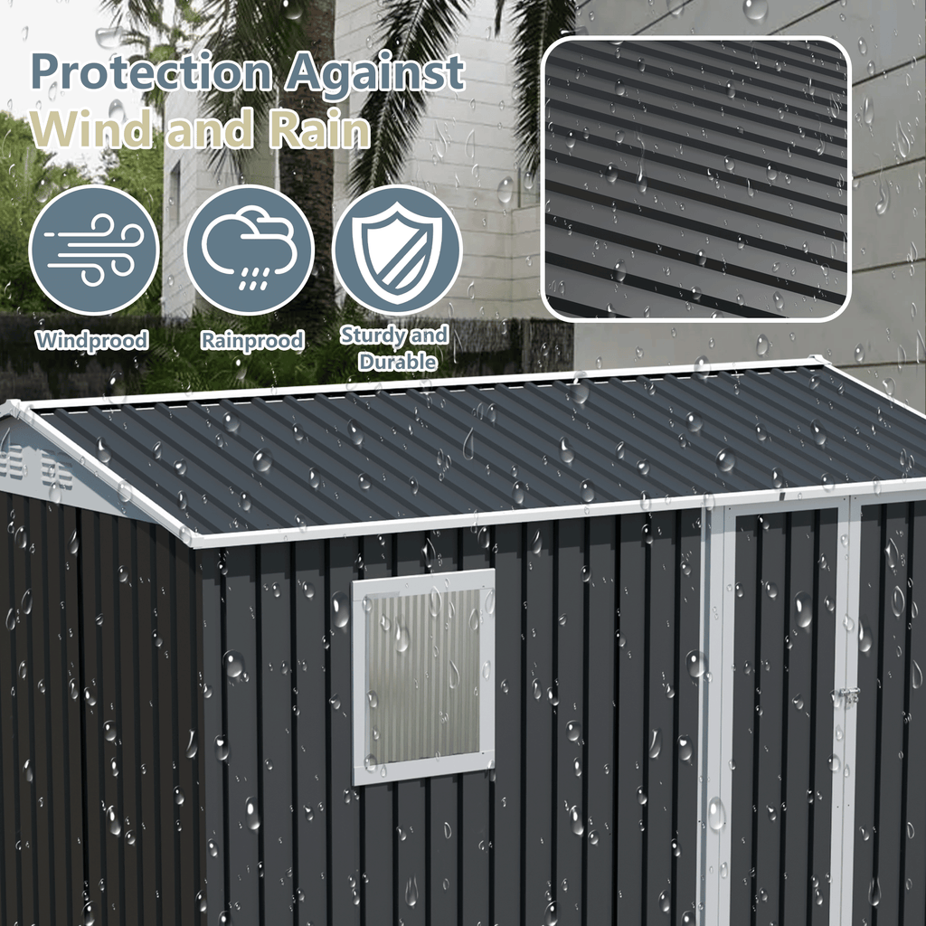 9' x 6' Metal Garden Storage Shed with Window – view 6