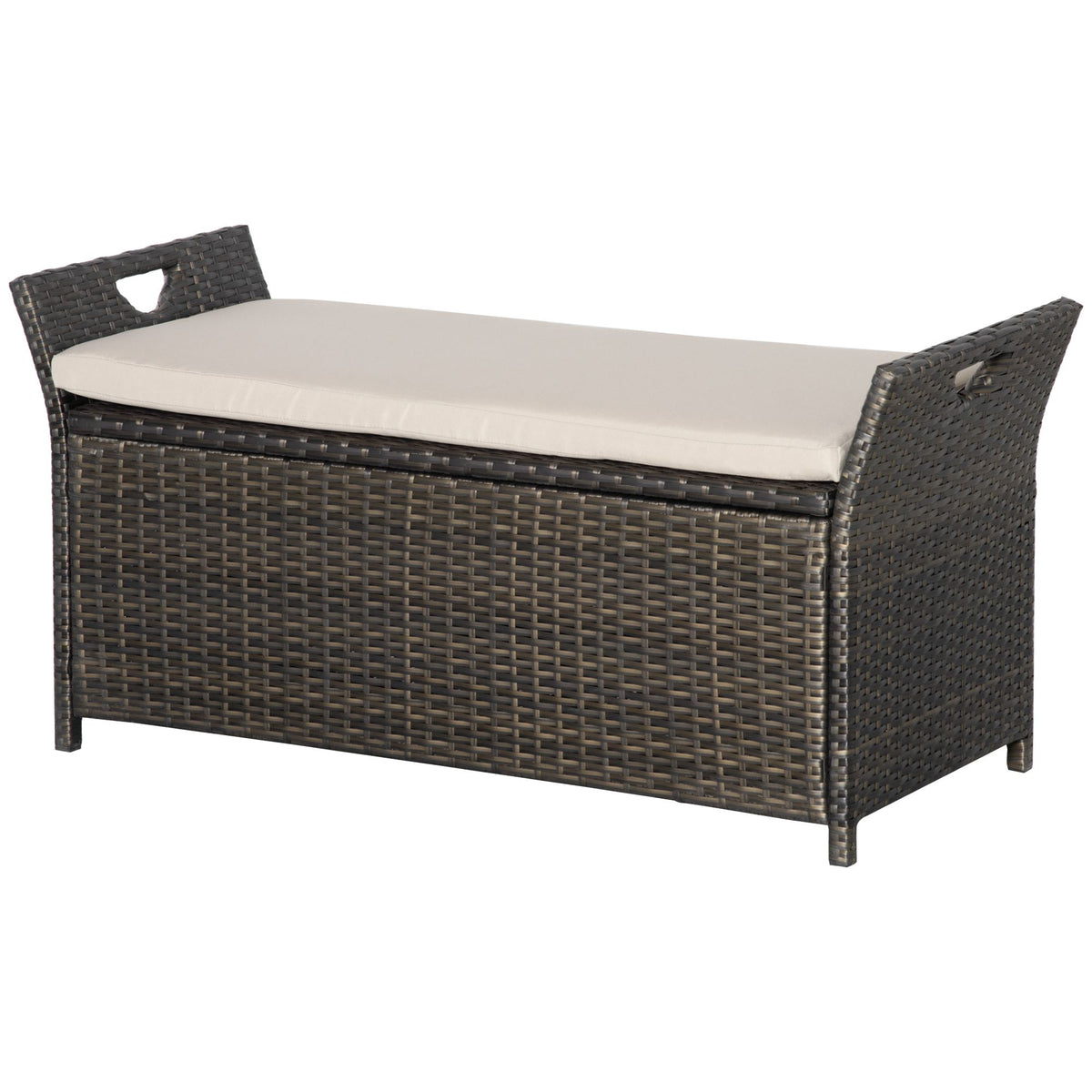 Cream Wicker Patio Storage Bench – 29 Gallon – view 11
