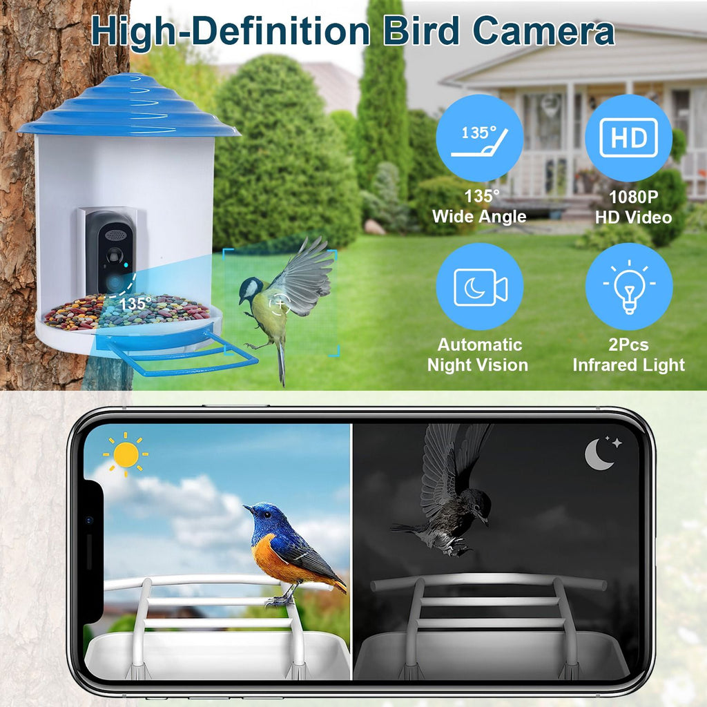 Bird Feeder with Camera – Solar Smart Bird Feeder, 1080p HD, AI Bird Identification – photo 5