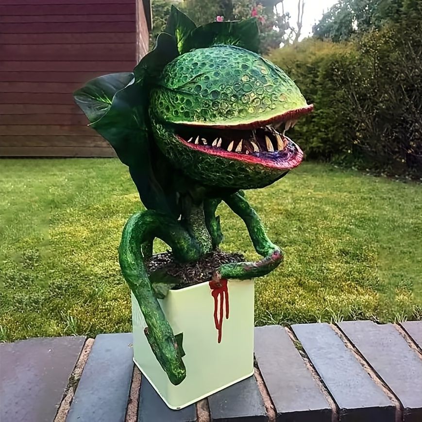 Piranha Plant Garden Statue – Spooky Carnivorous Flower Halloween Decor – photo 2