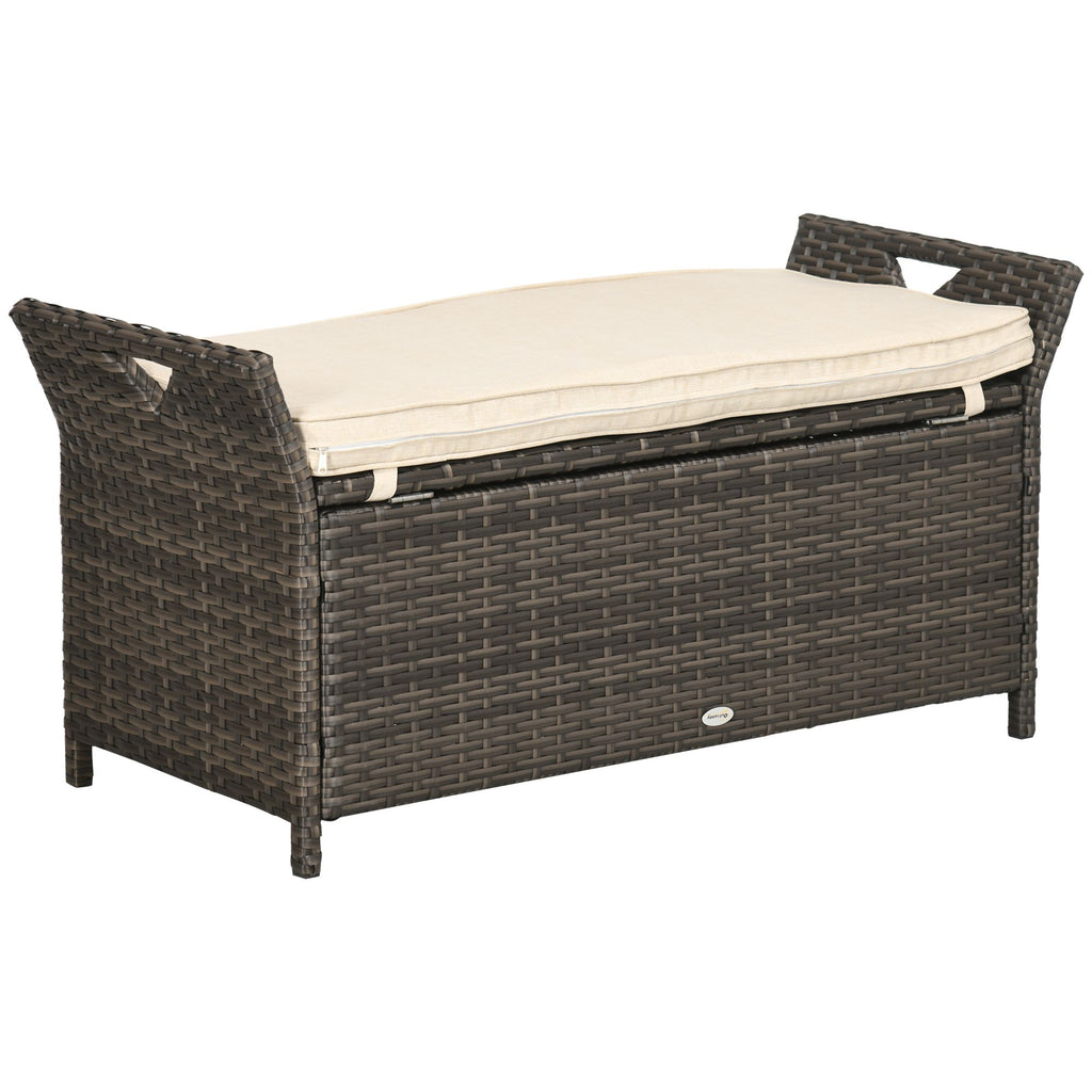 Cream Wicker Patio Storage Bench – 29 Gallon – view 12