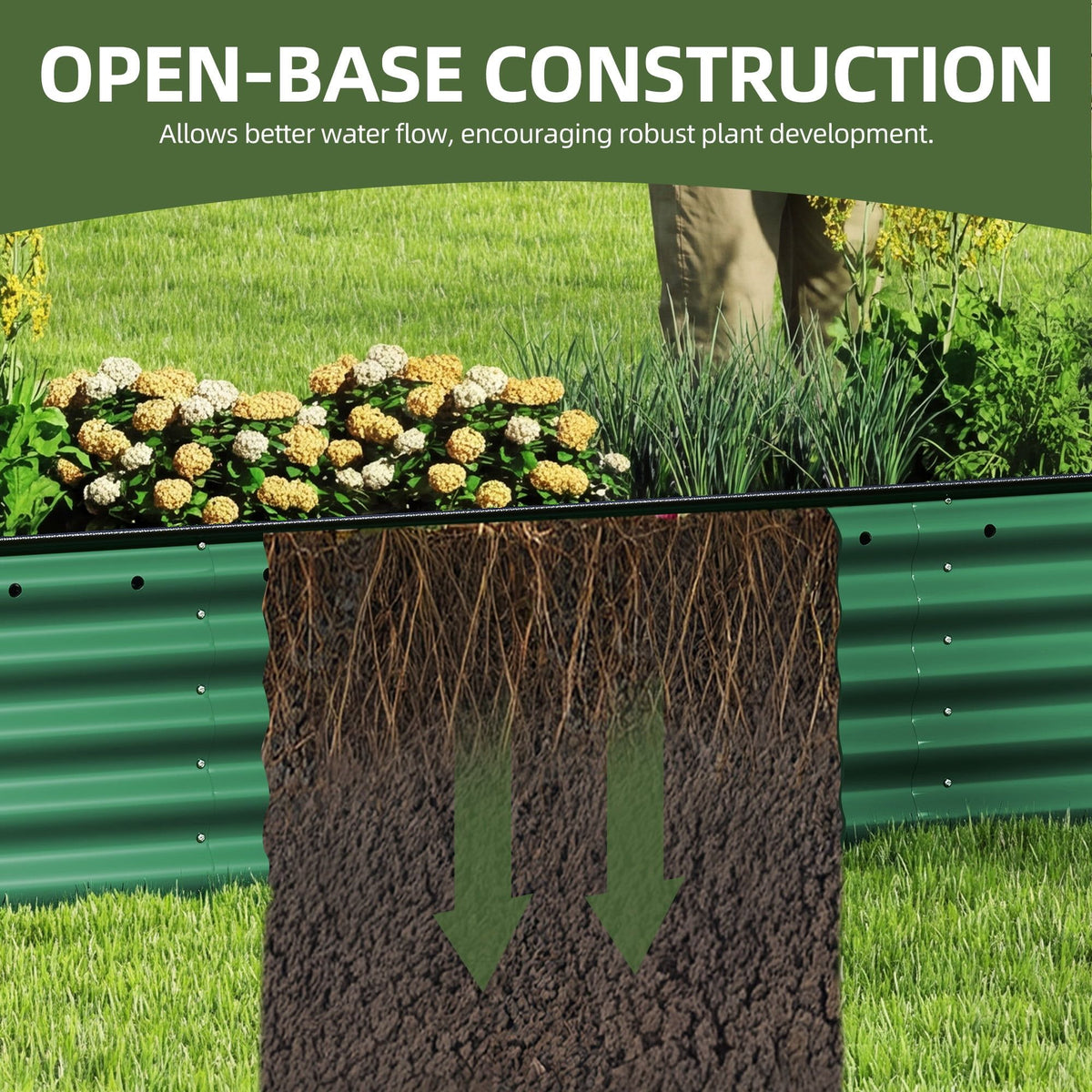 Tall Modular Metal Raised Garden Bed – 8 x 2 ft, 17" High, Green – photo 4