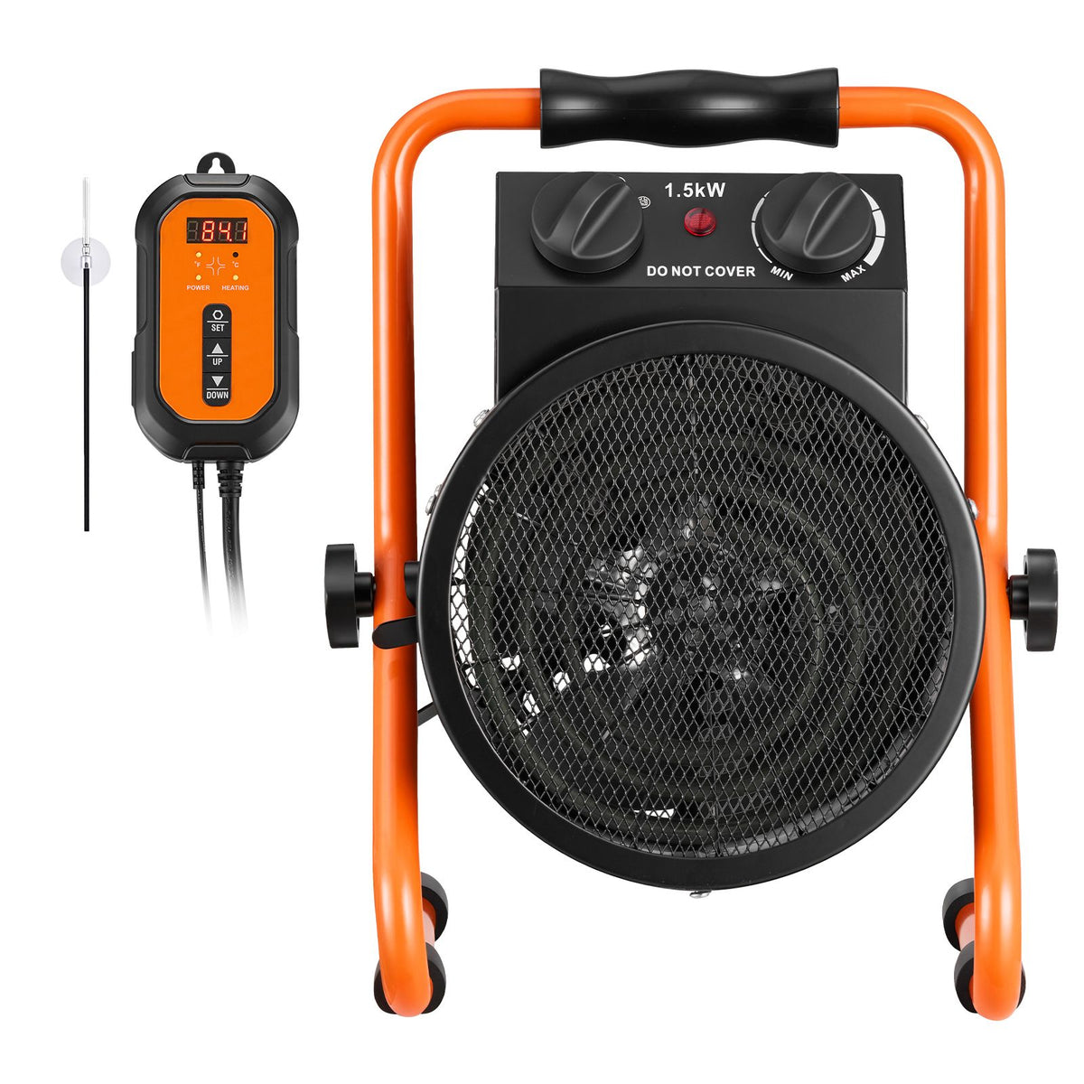 Greenhouse Heater with Thermostat – 1500W, IPX4 Splash-Rated