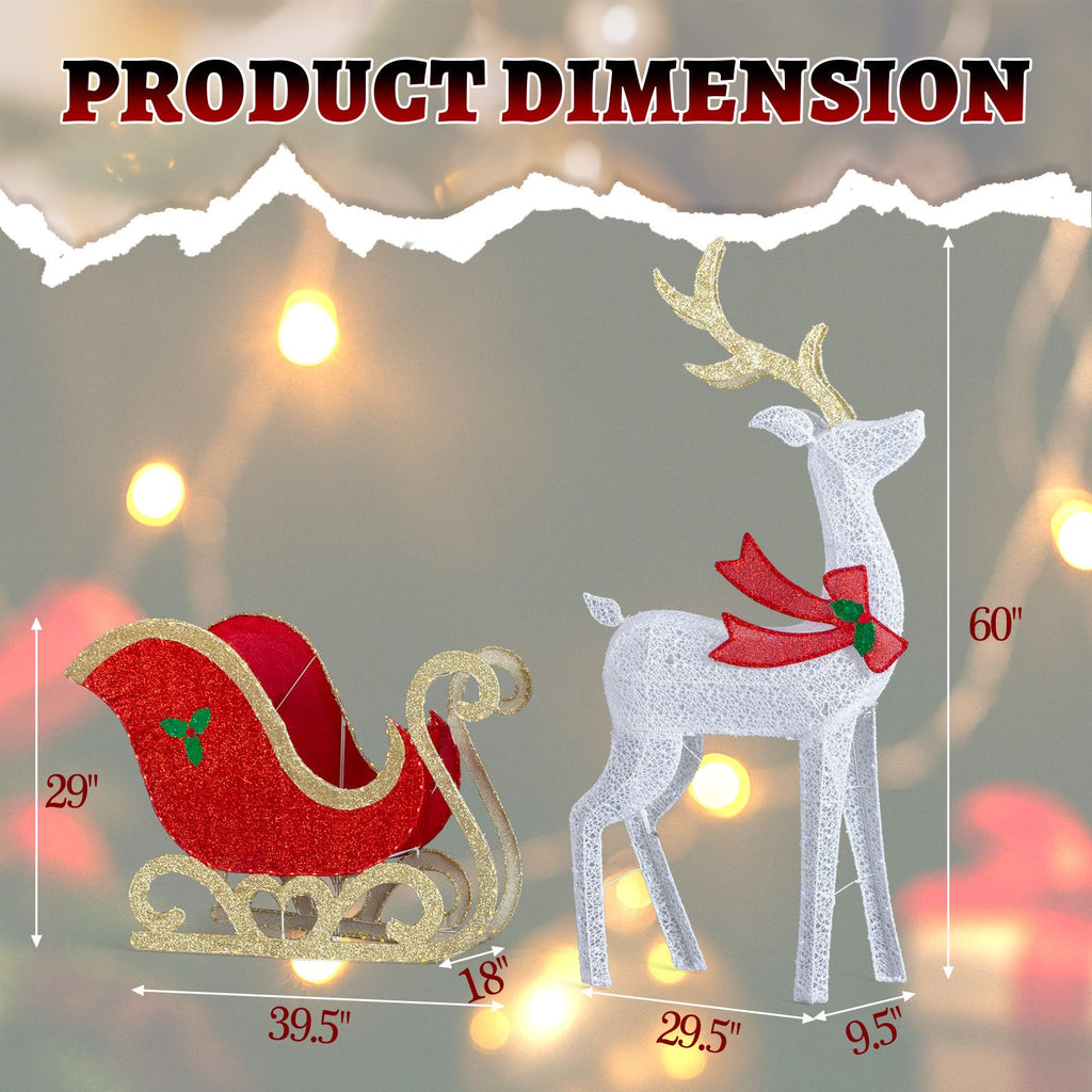 5 ft Lighted Christmas Reindeer & Sleigh Yard Decoration – view 9