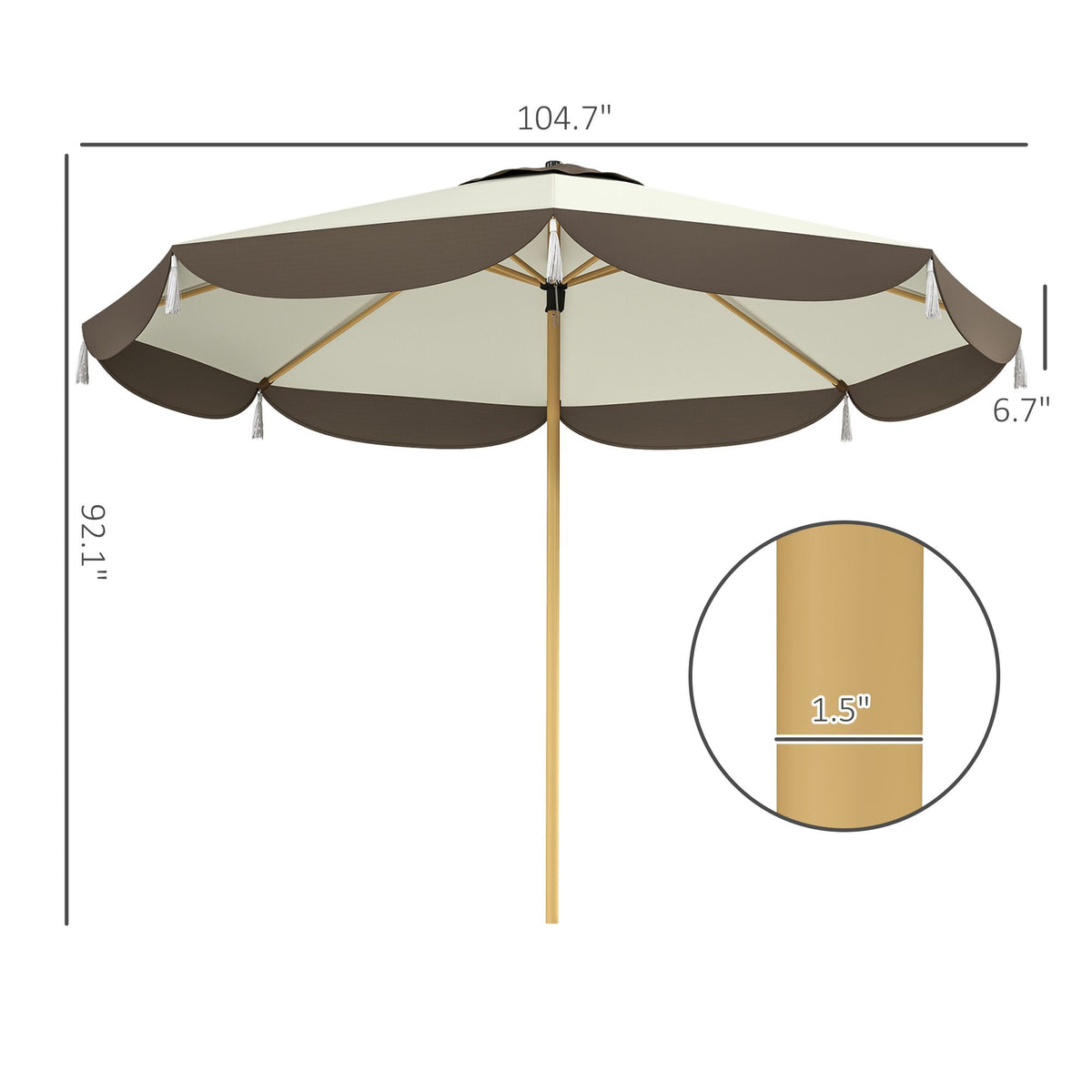9 ft Patio Market Umbrella – UPF 50+, 8 Ribs – view 3