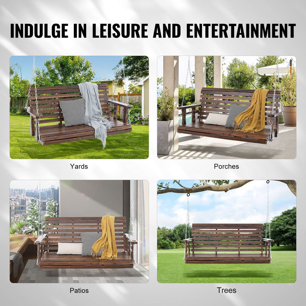 4.5 ft Wooden Porch Swing for Patio & Garden – view 4