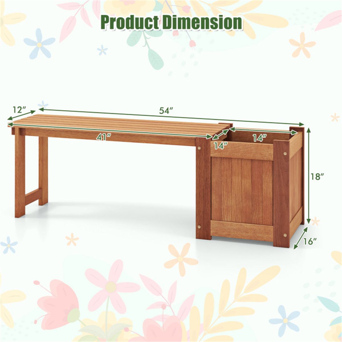 Teak Outdoor Bench with Planter Box – view 5