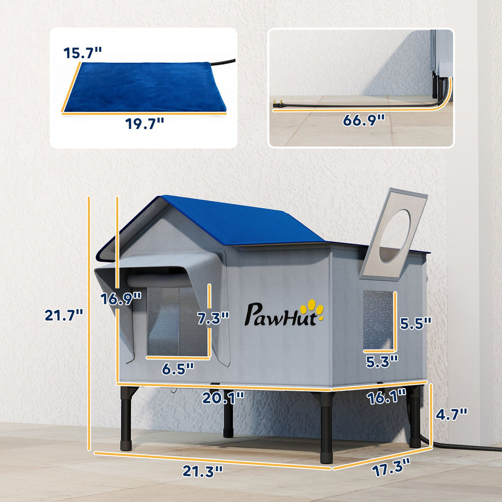Heated Outdoor Cat House with Elevated Base – view 3